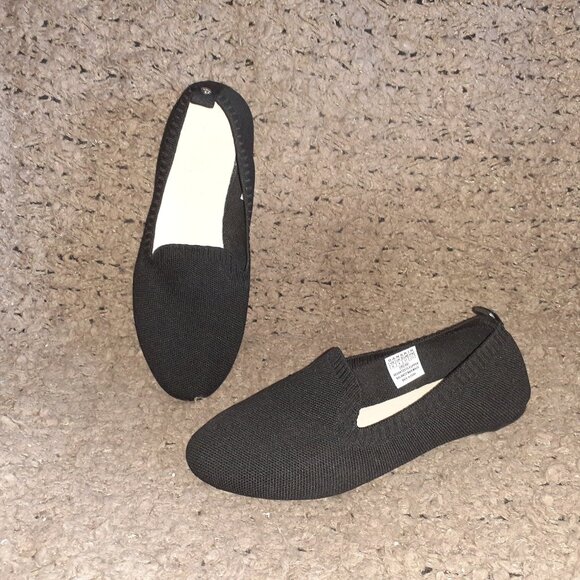 DANSKIN-Black Flats “Dream” Loafer Ballet-Textile Stretch-Sz 6-Near Mint - Picture 1 of 8